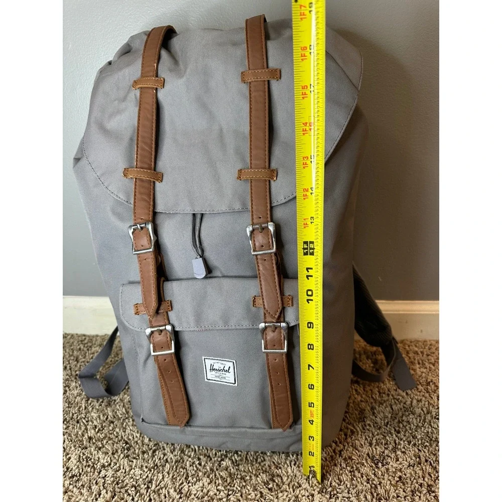 Herschel Supply Co Little America Backpack Grey Brown Straps Canvas Bag